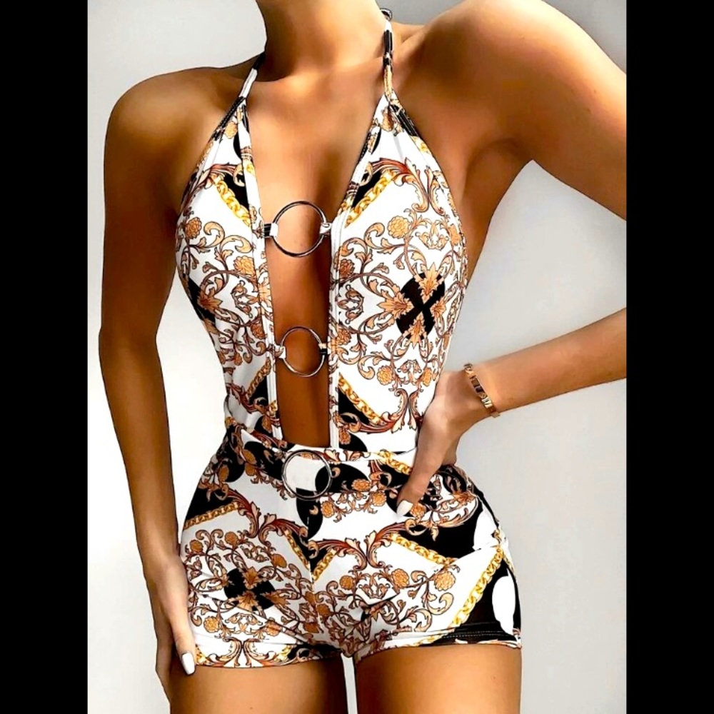 One Piece Swimsuit with Belt Size L